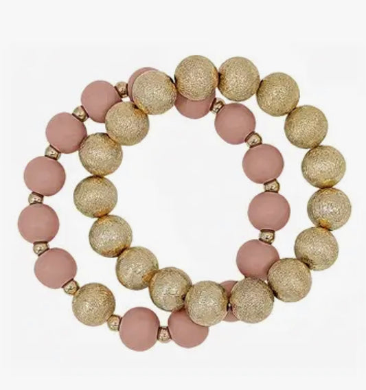 O’Hara Mauve and Gold Bracelet Stack