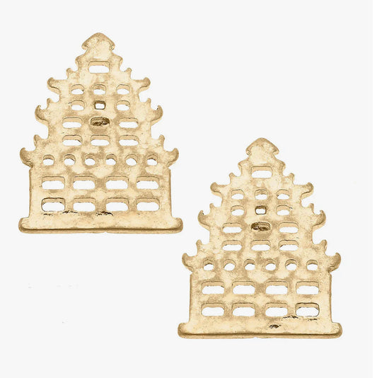 Pagoda Worn Gold Earrings