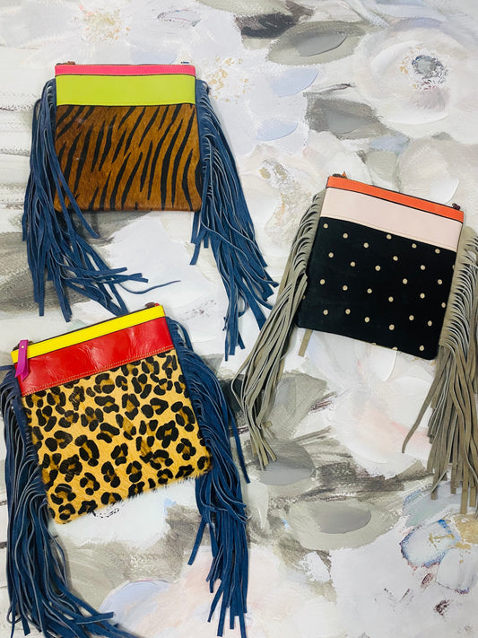 Stevie Fringe Leather and Hair On Hide : Crossbody - The Grey Nickel Boutique